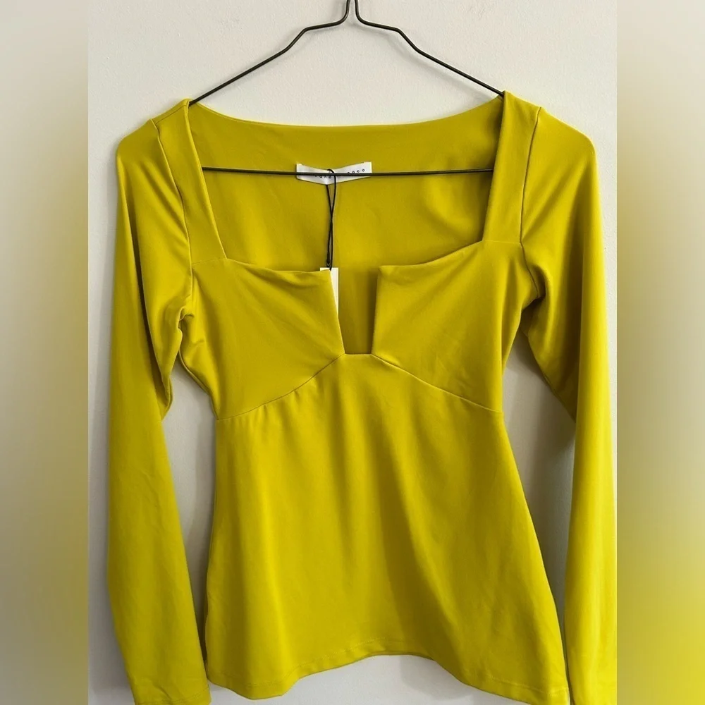 Susana Monaco Square Sweetheart Top Women’s Large Endive Long Sleeve Pullover - Picture 4 of 12